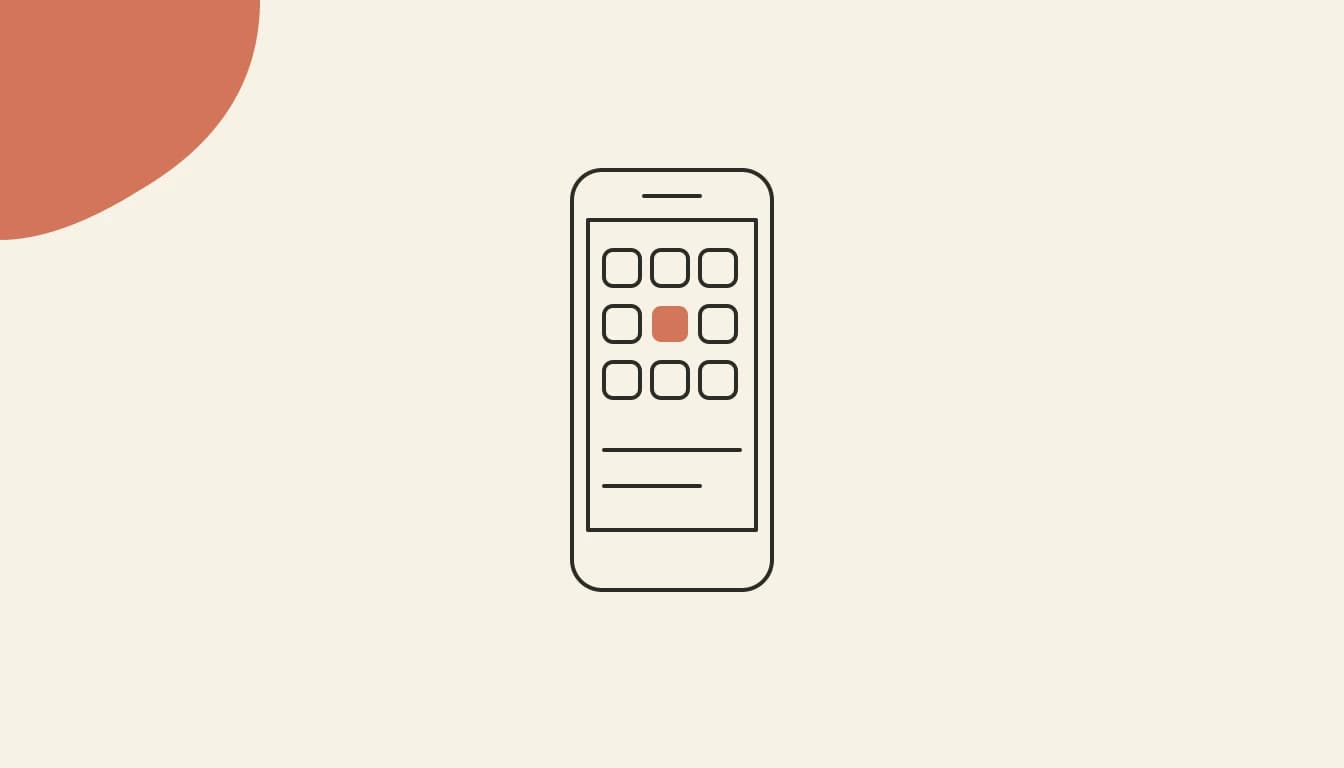 A phone outline with a grid of app tiles and one terracotta tile: making an Android app