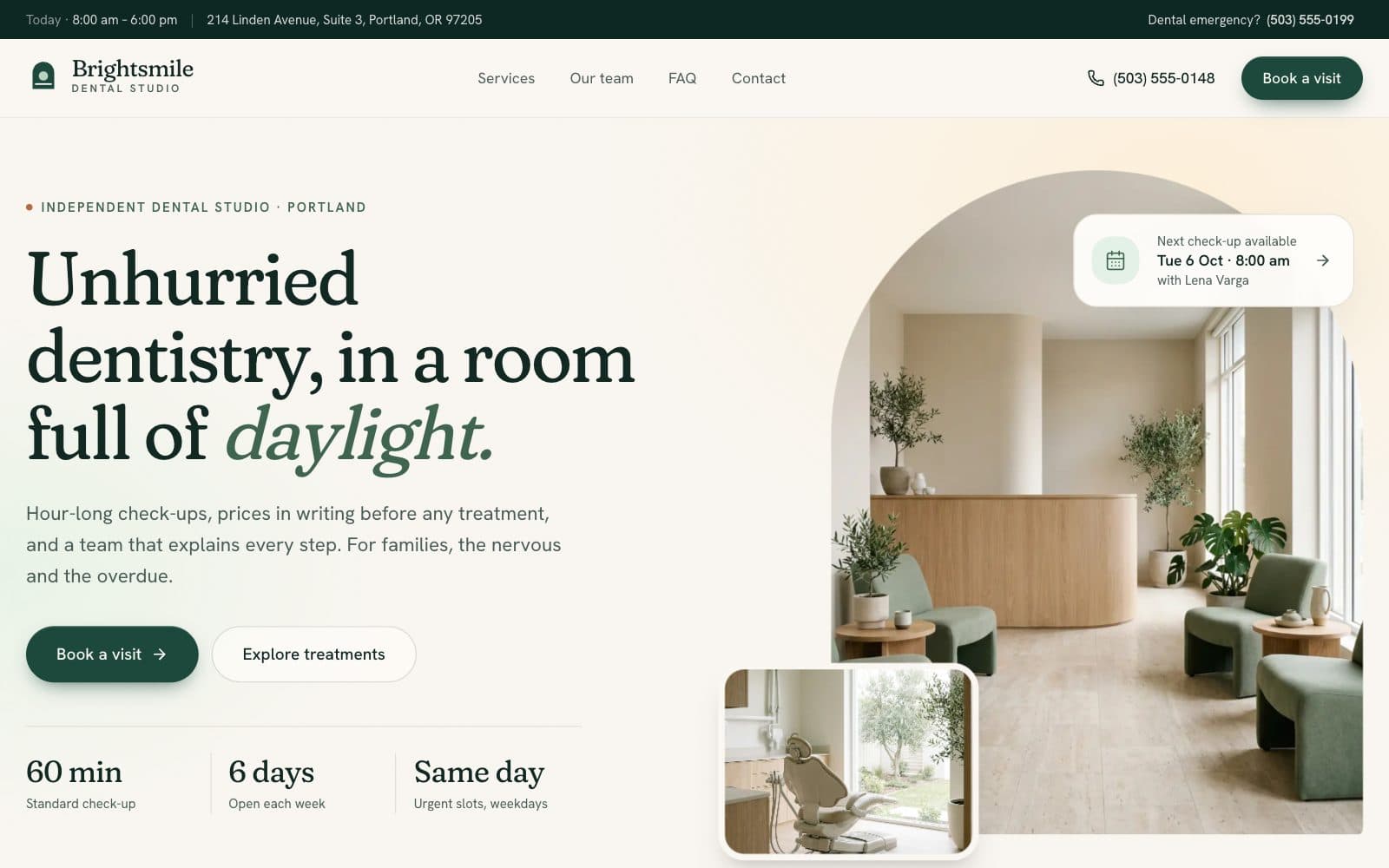 Dental Clinic Website template preview, web