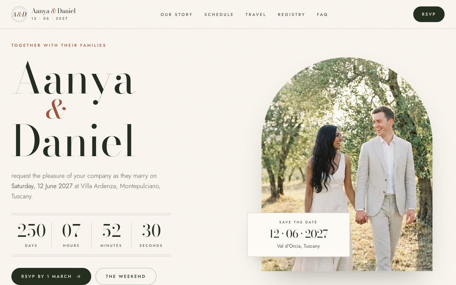 Wedding Website template preview, web