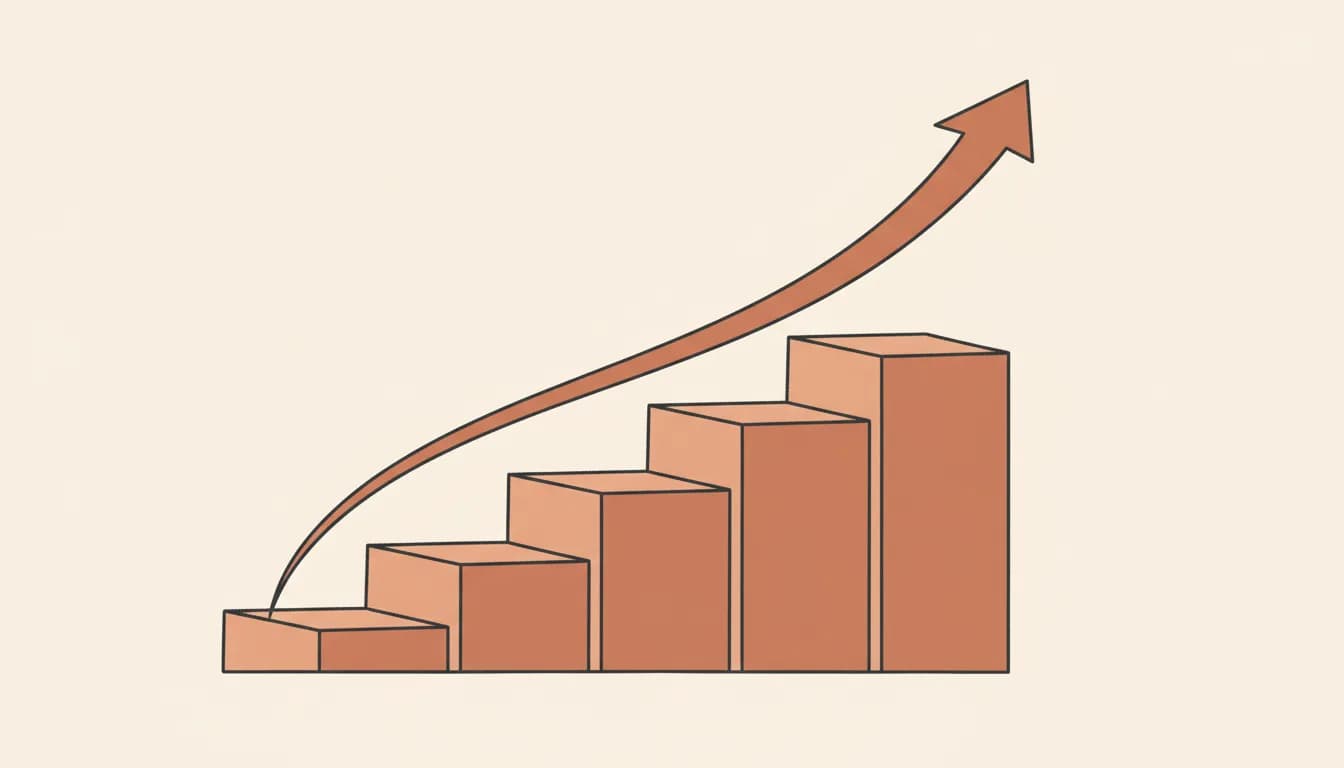 Ascending stepped blocks with a rising curve — AI coding trends in 2026