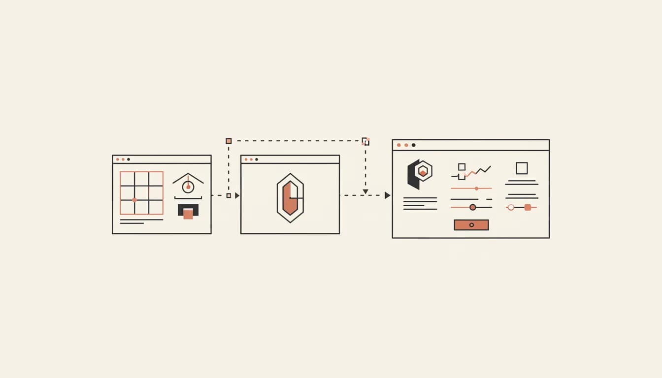 A Figma frame becoming a working app window — converting design to code with Vibely