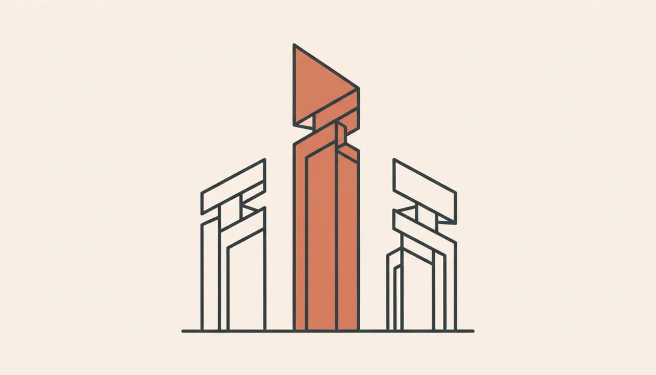 Three vertical forms side by side, the centre one taller — comparing AI app builders Lovable, Bolt, and Vibely