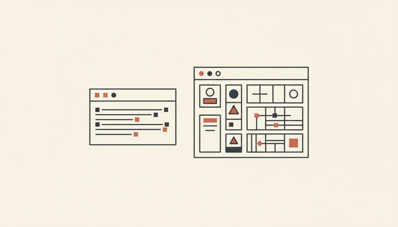 A terminal-like frame beside a fuller assembled app window — best Replit alternatives 2026