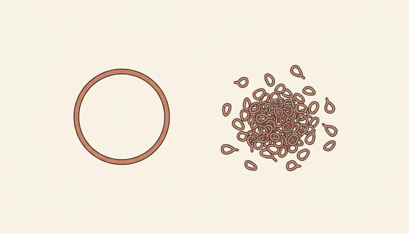 One clean circular loop beside a tangle of scattered loops — single-loop agent architecture