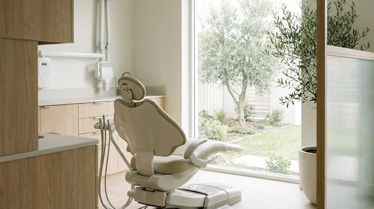 Treatment room with a window onto the garden