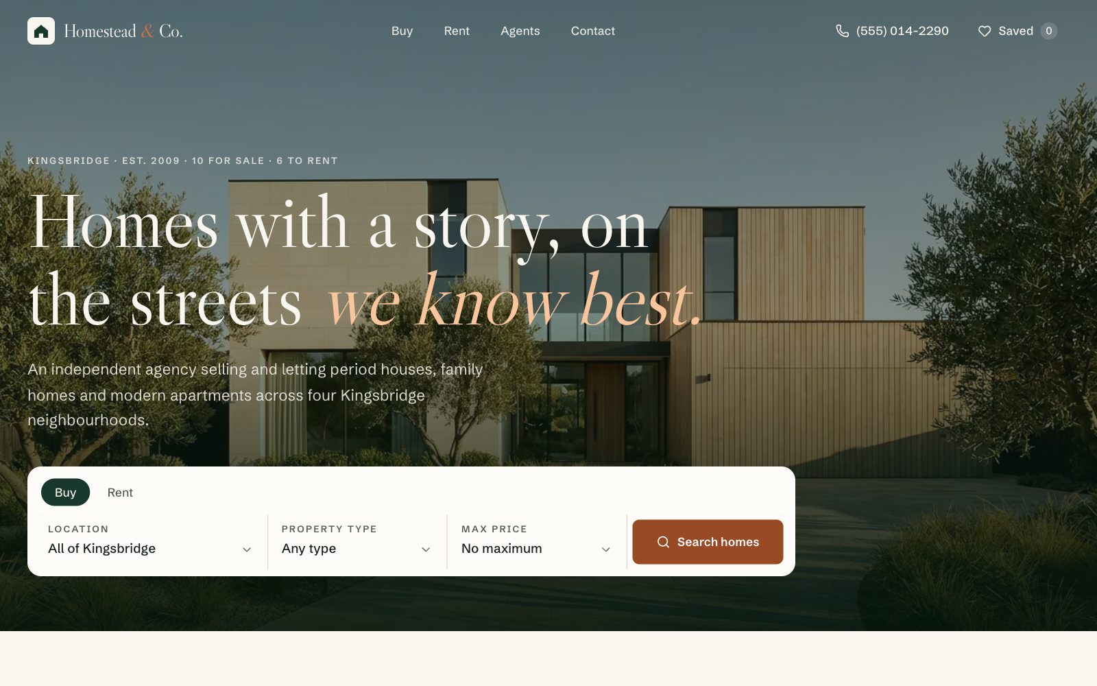 Real Estate Website — desktop view